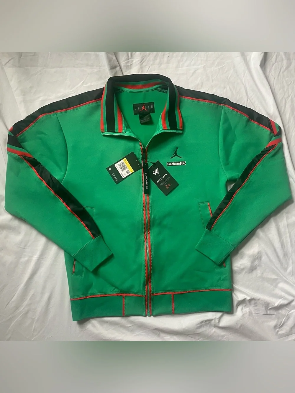 Jordan x Facetasm Retro 90’s Vintage Lime Green Zip-up Track Jacket NWT